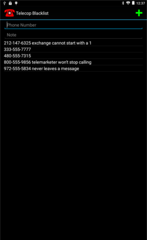 FreneTec TeleCop Blacklist Screen
