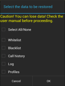 FreneTec TeleCop Restore Dialog